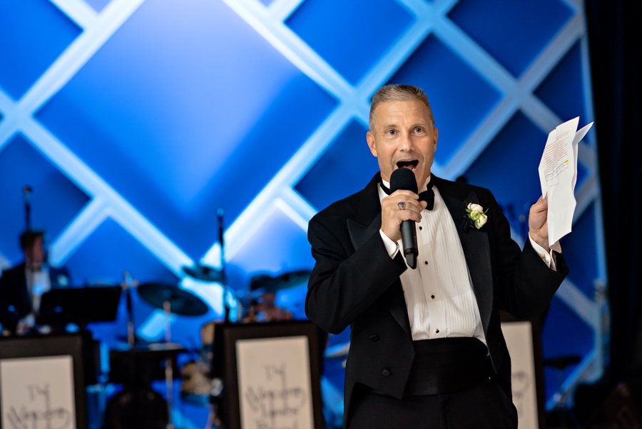 The Father of the bride giving his speech at the reception.